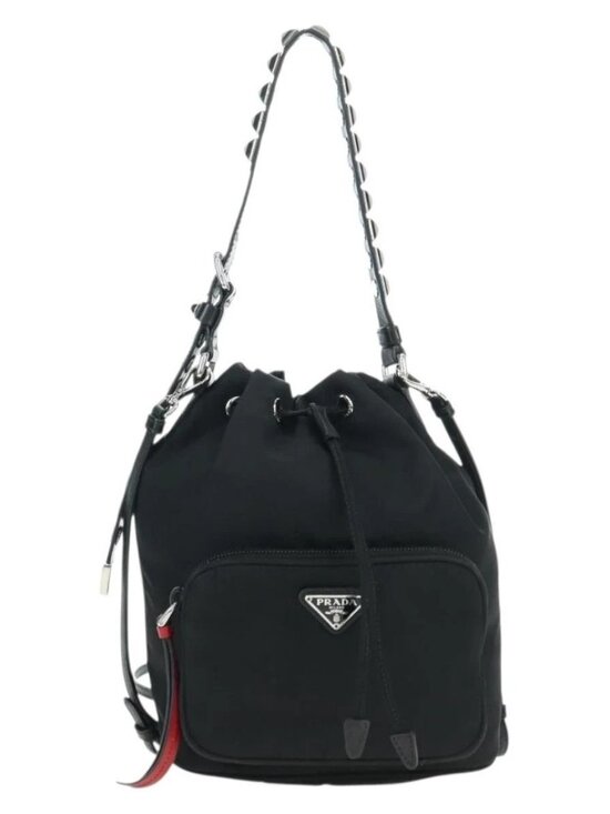 PRADA Purse Shoulder Bag Nylon 2way Black Silver Auth 175065SAM main image 13
